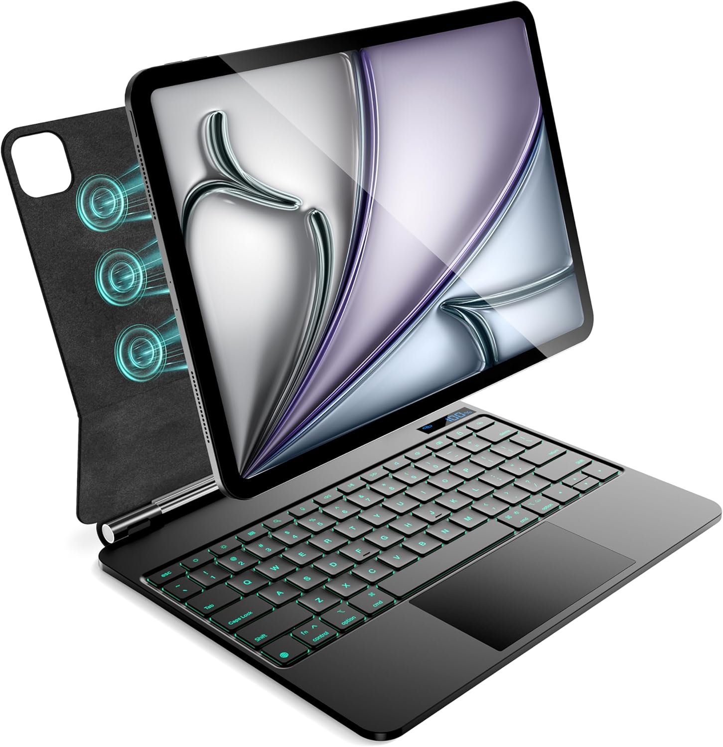 CSZZACME Magic Keyboard for iPad - 7-Color Backlit & Multi-Gesture Trackpad