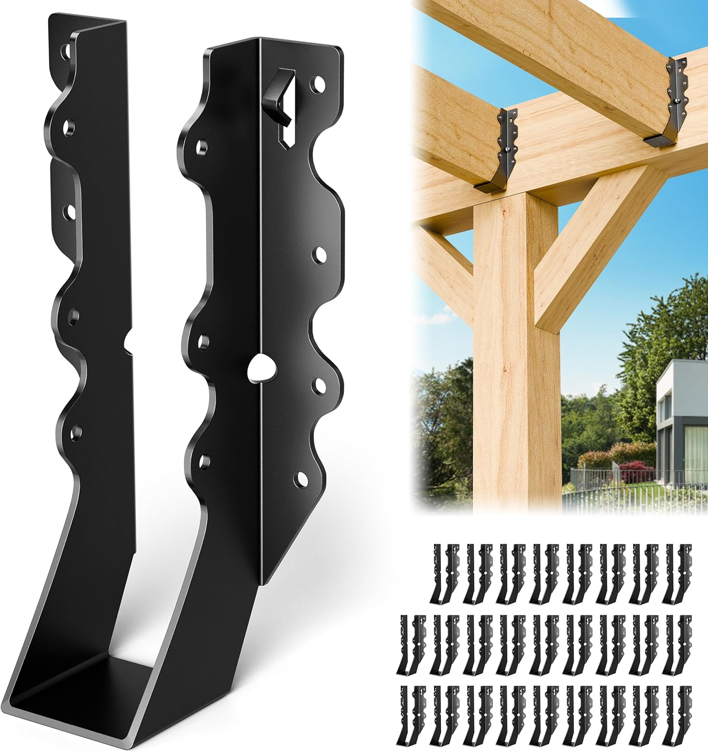 25 Pcs Black 2x8 Joist Hanger for Stronger Joist Connections