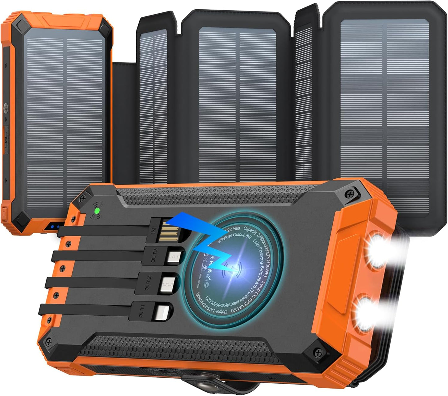 36800mAh Solar Wireless Charger & Power Bank
