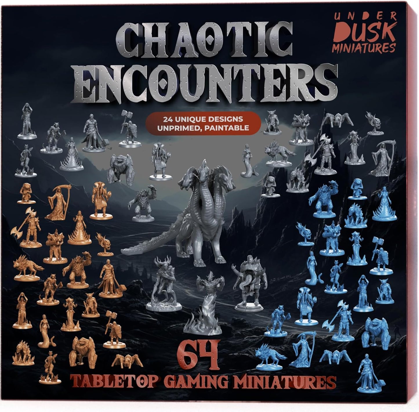 Underdusk Chaotic Encounters - 64 Unpainted Miniatures for RPGs