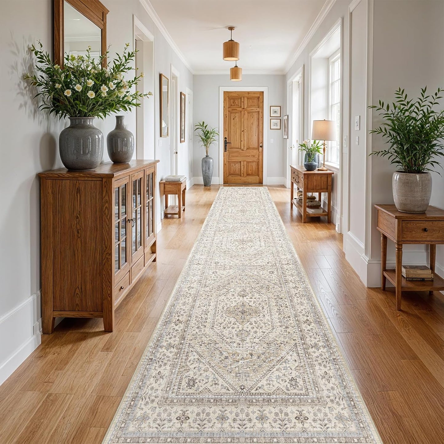 3x20 Runner Rug for Hallway: Washable Non Slip Vintage Carpet