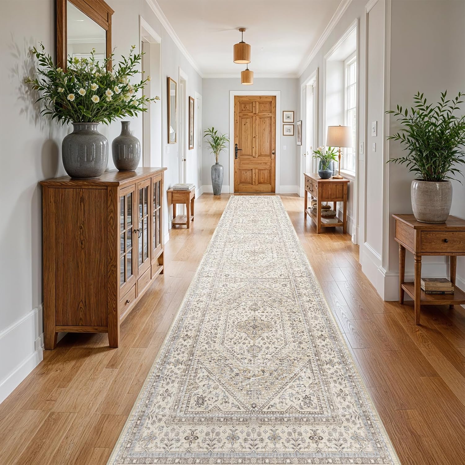 3x20 Runner Rug for Hallway: Washable Non Slip Vintage Carpet