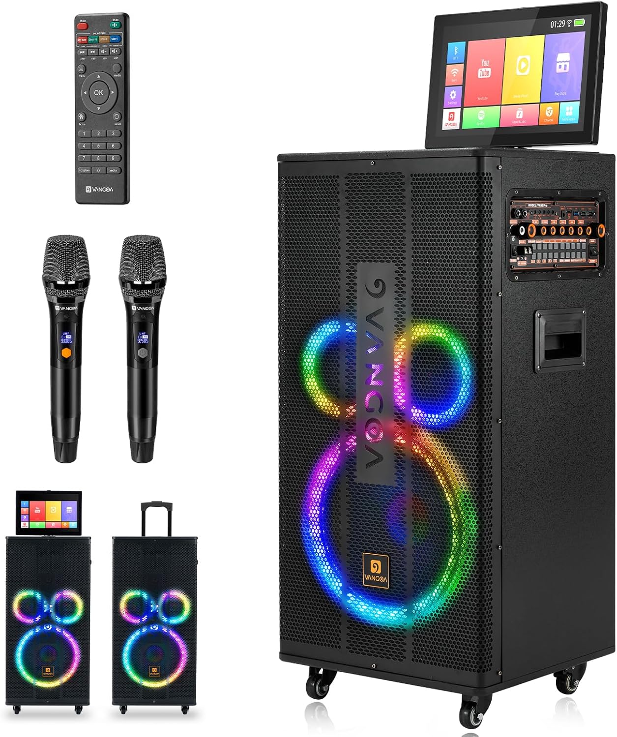 Professional Karaoke Machine with Touch Screen & Wireless Mics