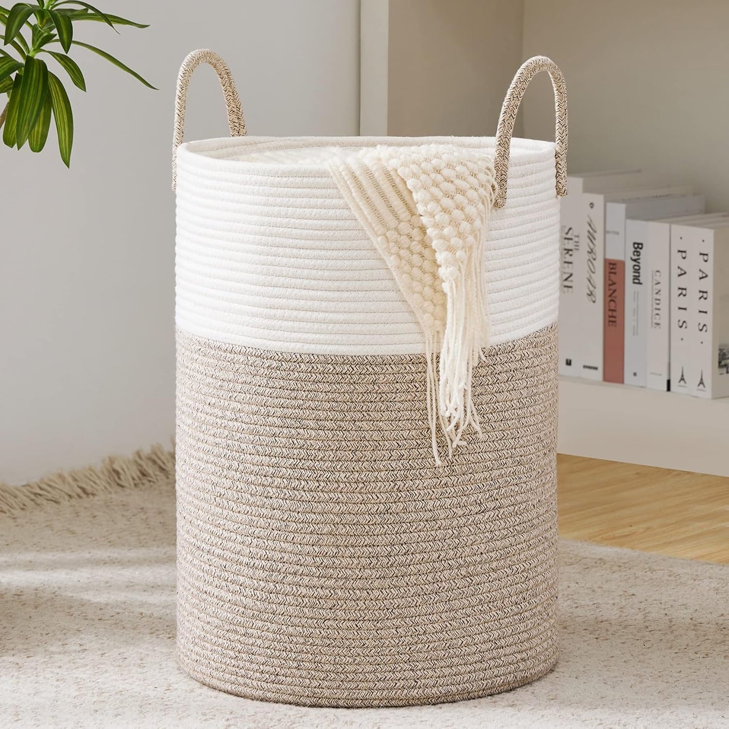 YOUDENOVA Woven Rope Laundry Hamper Basket for Stylish Storage