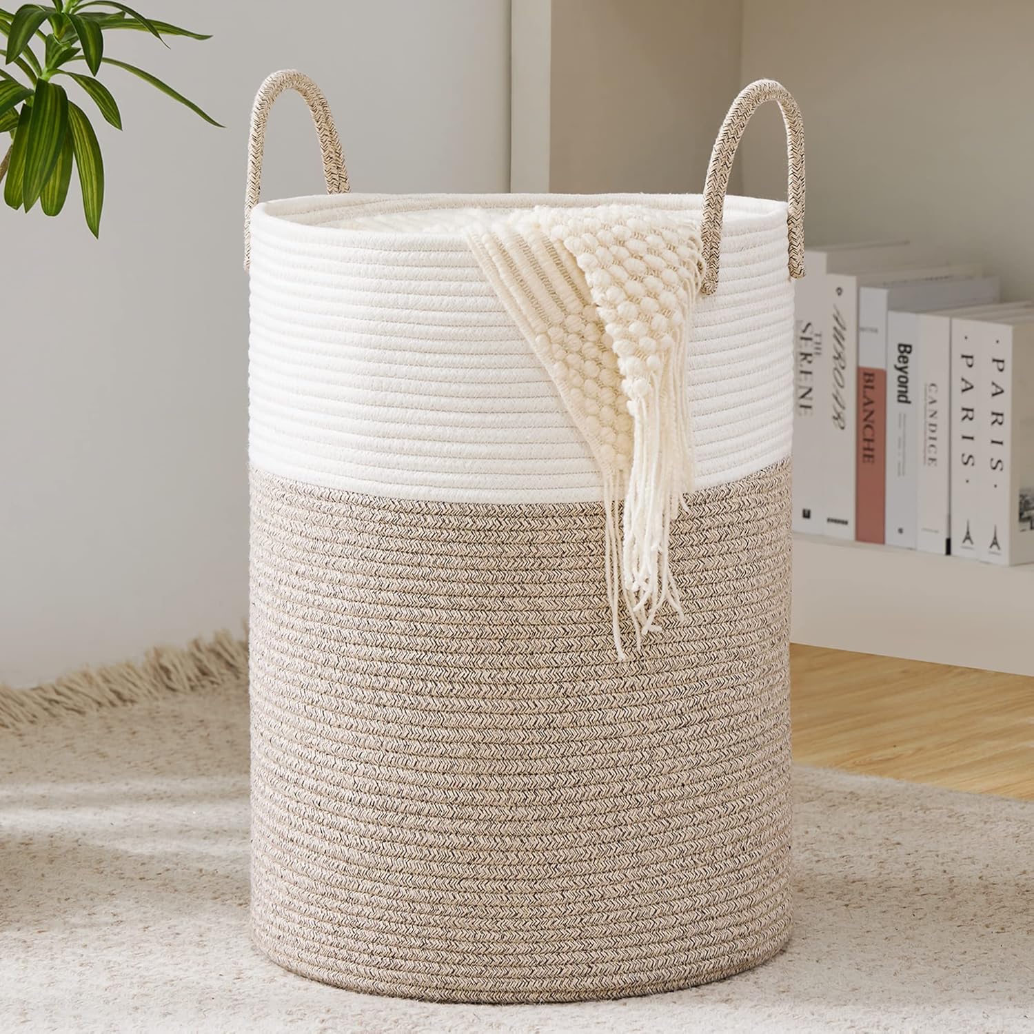 YOUDENOVA Woven Rope Laundry Hamper Basket for Stylish Storage