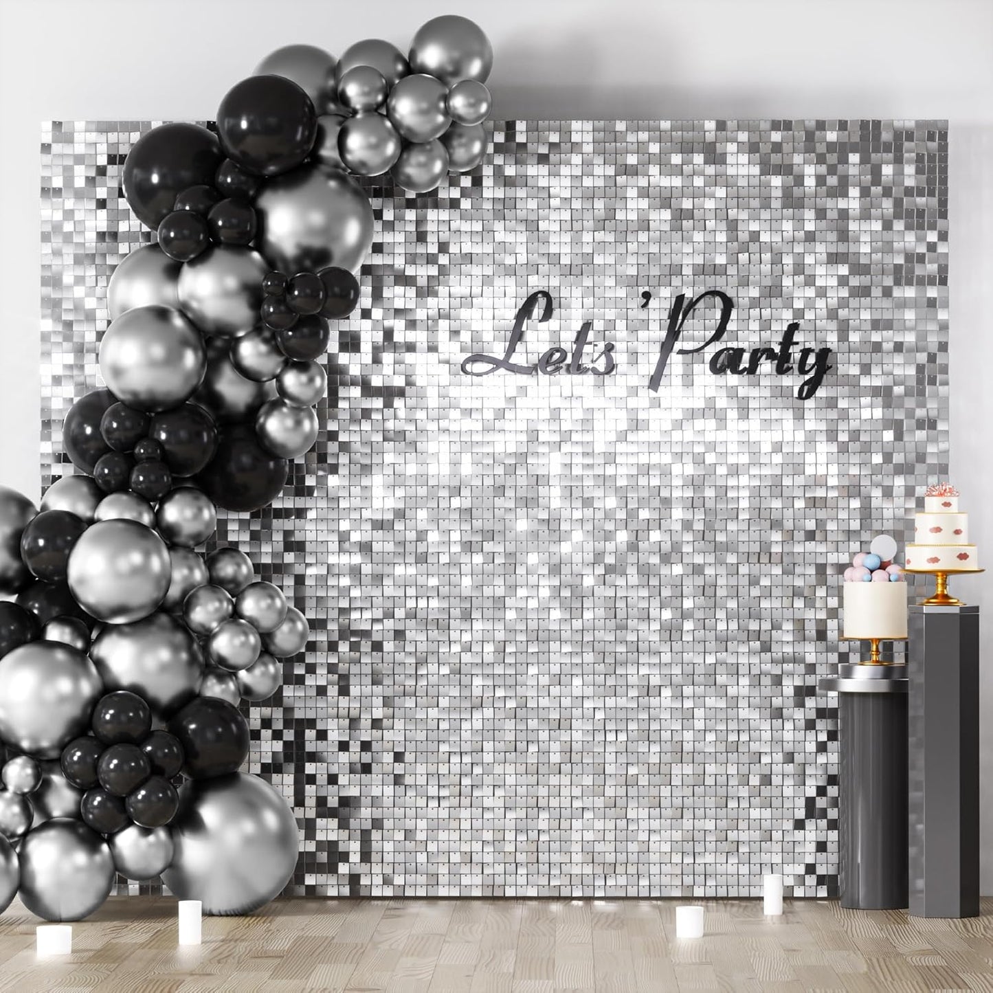 Silver Shimmer Wall Backdrop for Stunning Party Decorations