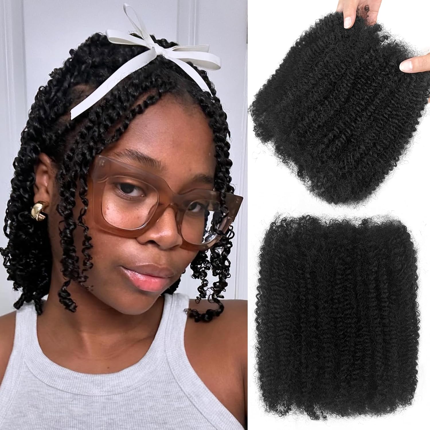 12inch Afro Kinky Bulk Human Hair for Twist Dreadlocks Extensions