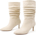 JOY IN LOVE Women's Low Heel Mid-Calf Slouchy Boots - Comfortable