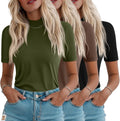 Ficerd 3 Pack Women's 1/2 Sleeve Mock Turtleneck Shirts - Soft top