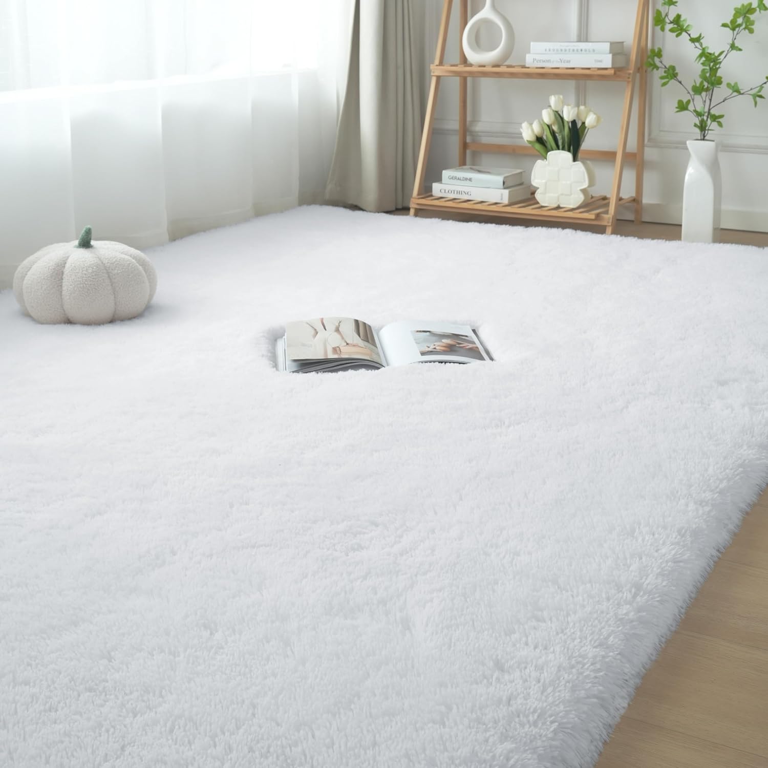 Fluffy Area Rug Living Room: White Shag Rug 6x9 Plush Soft Carpet