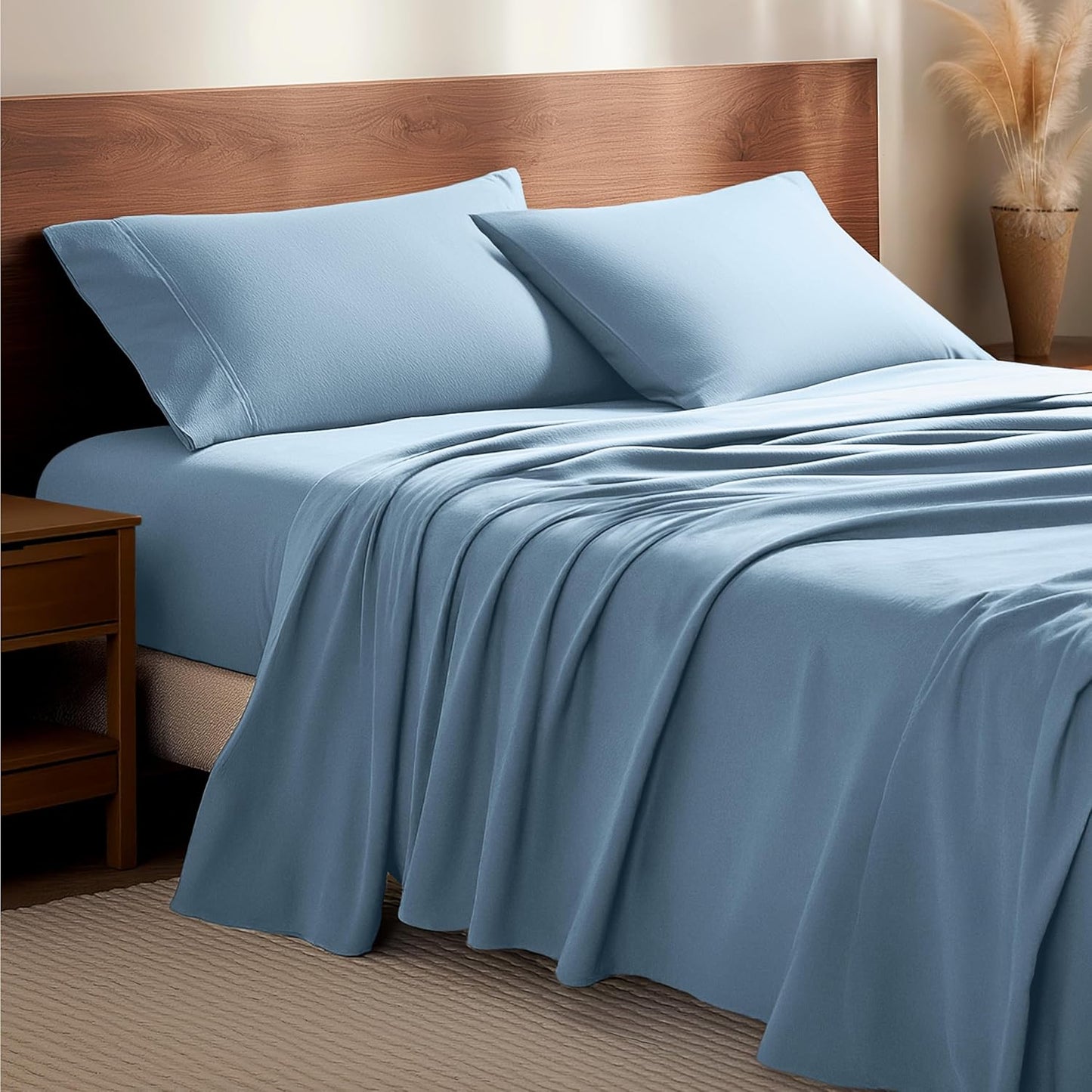 Bare Home Twin Flannel Sheet Set - Soft Cotton for Cozy Nights