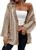 Pink Queen Women's 2025 Oversized Cable Knit Cardigan - Long Sleeve