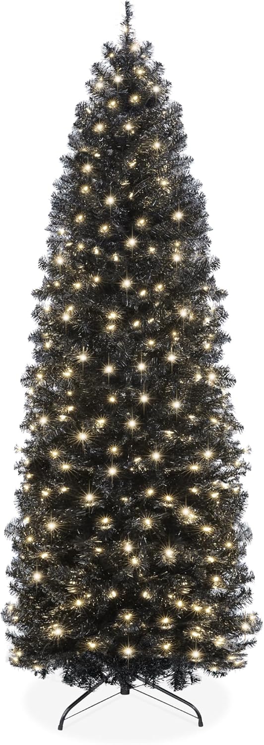 6ft Pre-Lit Black Pencil Christmas Tree for Holiday Decor