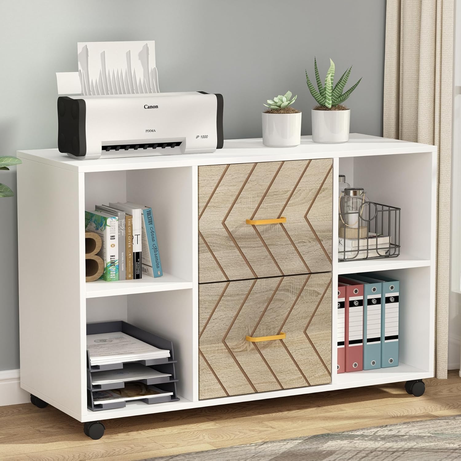 Tribesigns Large Mobile Lateral Filing Cabinet for Home Office