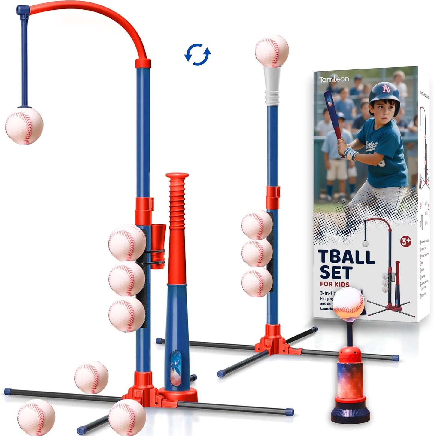 Ultimate Kids Baseball Fun Kit | 3-in-1 Set with Automatic Launcher & Adjustable Height | Indoor/Outdoor Sports Gift
