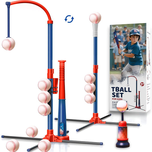Ultimate Kids Baseball Fun Kit | 3-in-1 Set with Automatic Launcher & Adjustable Height | Indoor/Outdoor Sports Gift