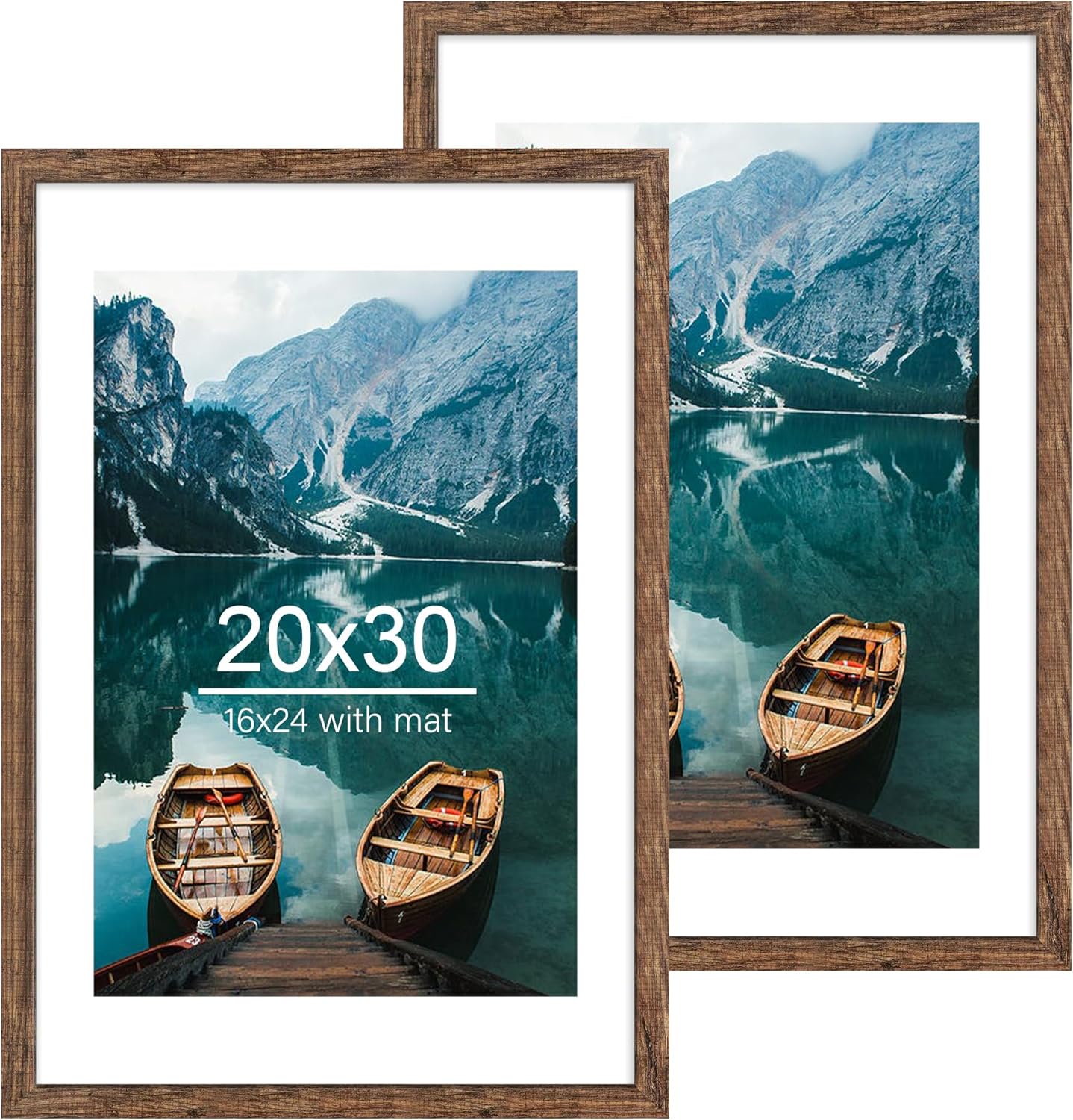 20x30 Rustic Brown Wood Frame Set of 2 for Pictures and Posters