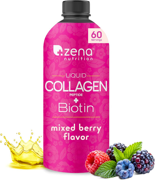 Liquid Collagen for Women & Men with Biotin for Hair, Skin, Nails