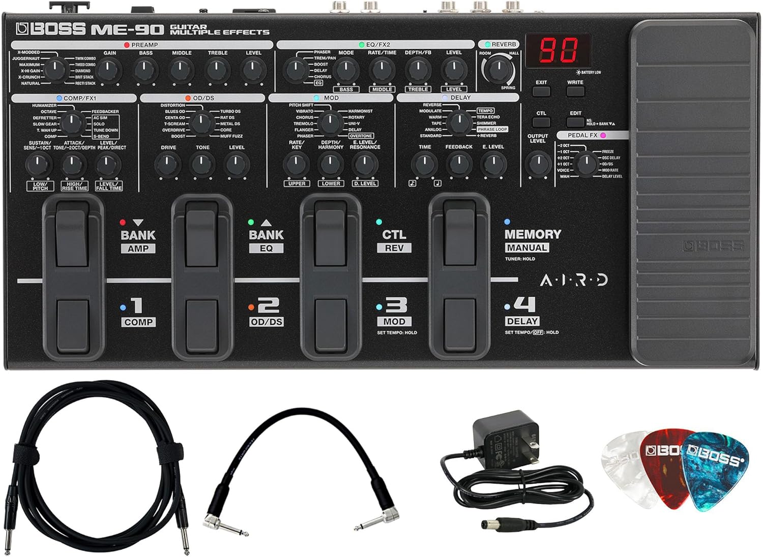 Boss ME-90 Guitar Effects Bundle with Power Supply and Cables