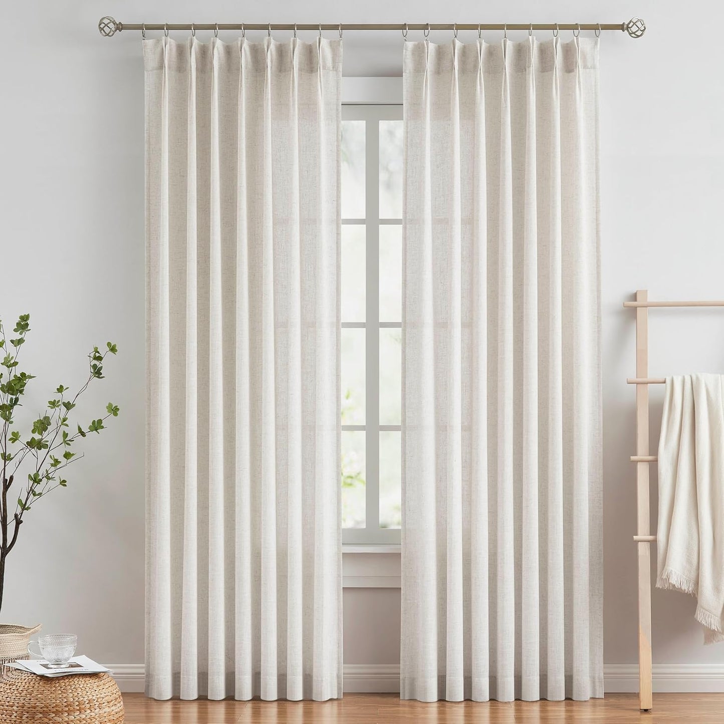 Natural Pinch Pleated Semi Sheer Curtains for Elegant Spaces