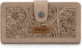 Wrangler Women's Bifold Wallet with Tooling Flower Design - RFID