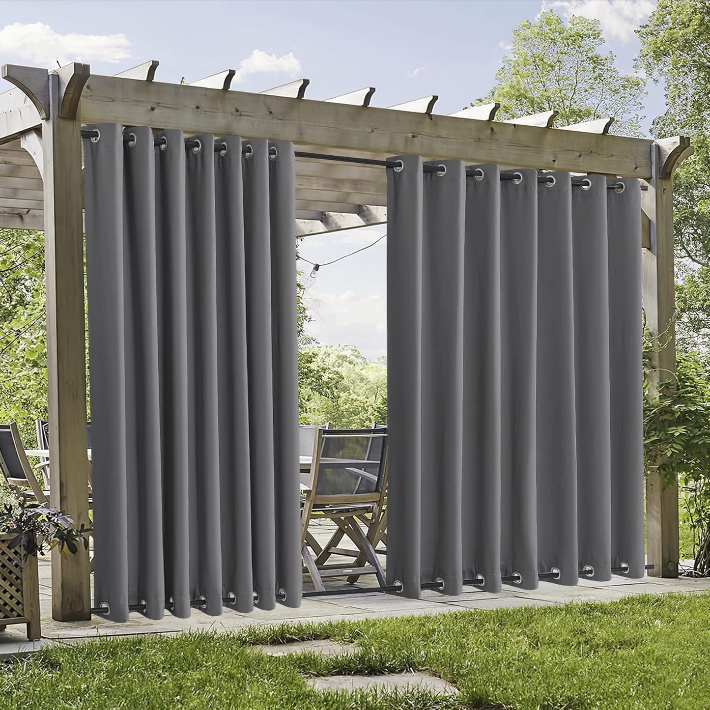 RYB HOME 105x84 in. Outdoor Curtains - Sun Blocking & Heat Insulating