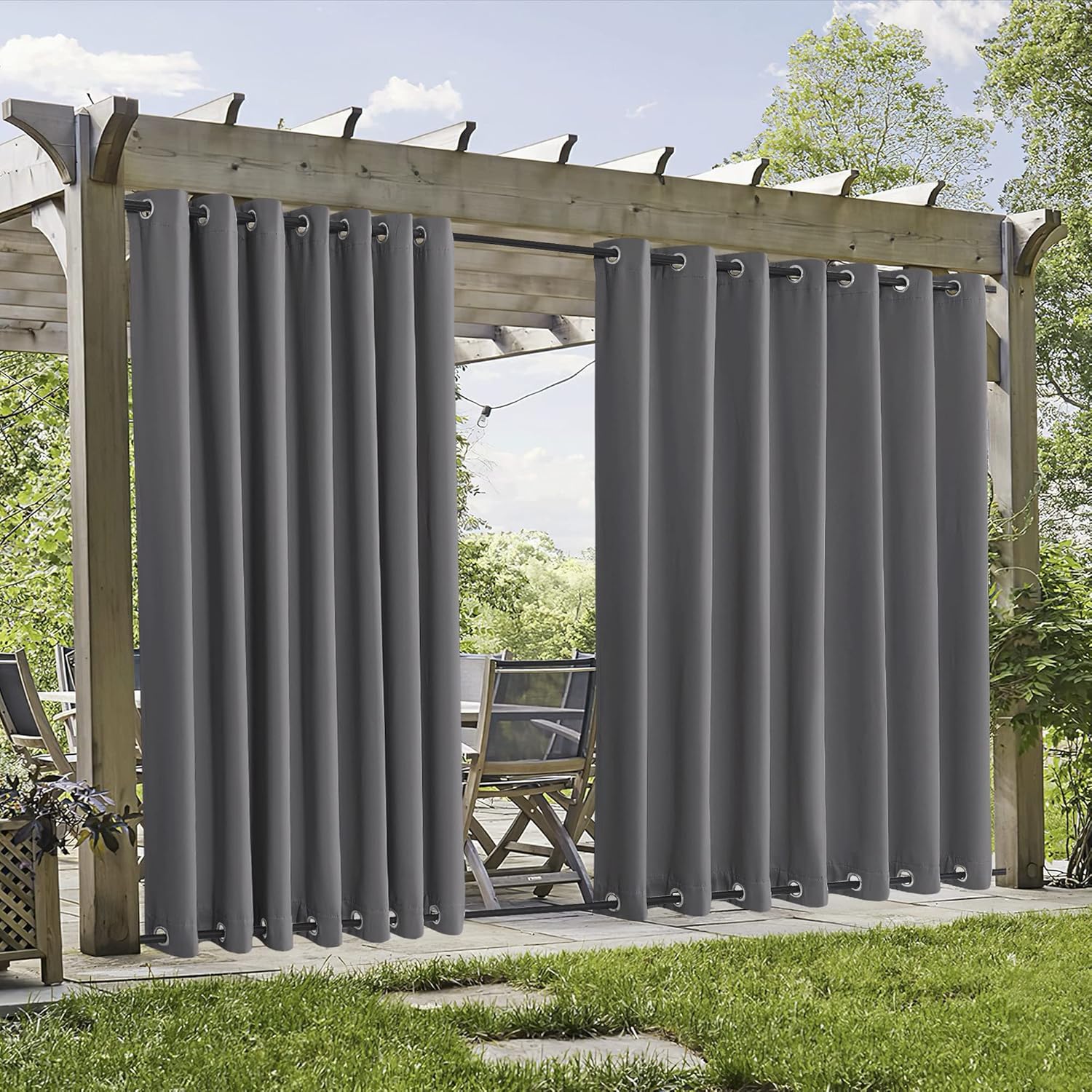 RYB HOME 105x84 in. Outdoor Curtains - Sun Blocking & Heat Insulating