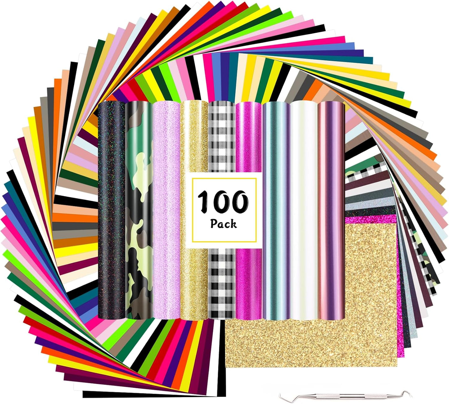 HTVRONT Heat Transfer Vinyl Bundle - 100 Pack for T-Shirts
