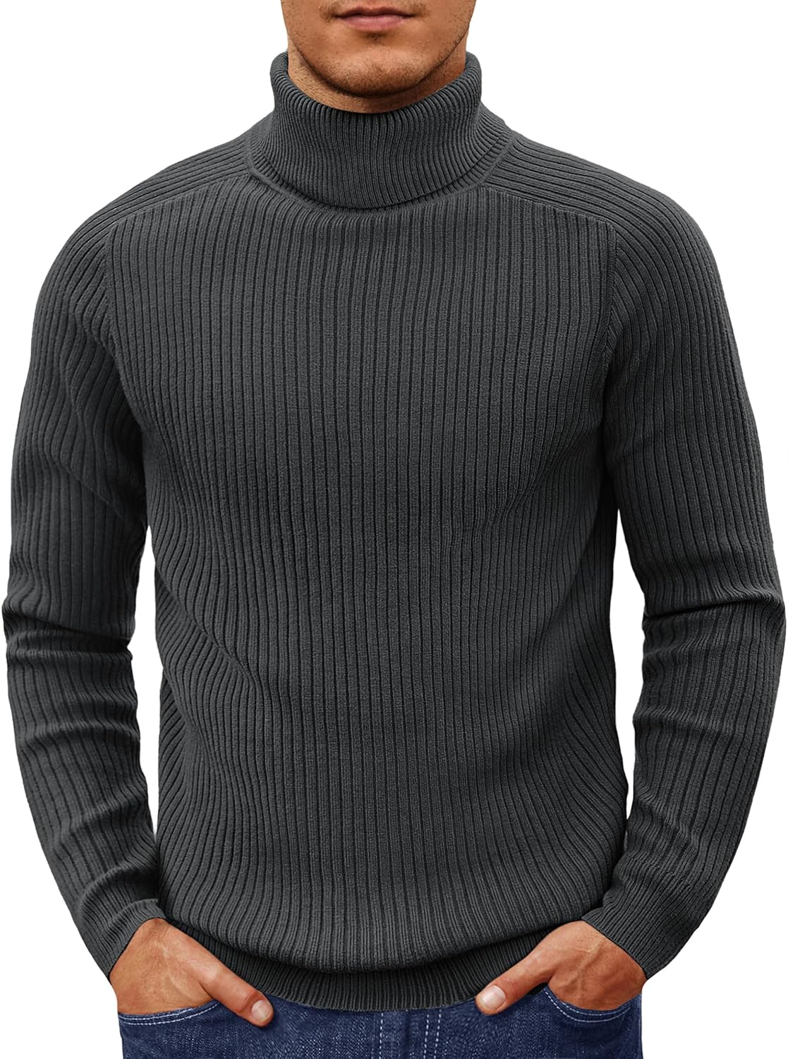 Cotrasen Men's Knit Turtleneck Sweater for Stylish Winter Wear