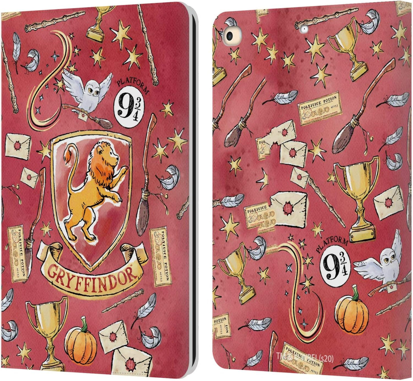 Harry Potter Gryffindor Pattern Leather Wallet Case for iPad
