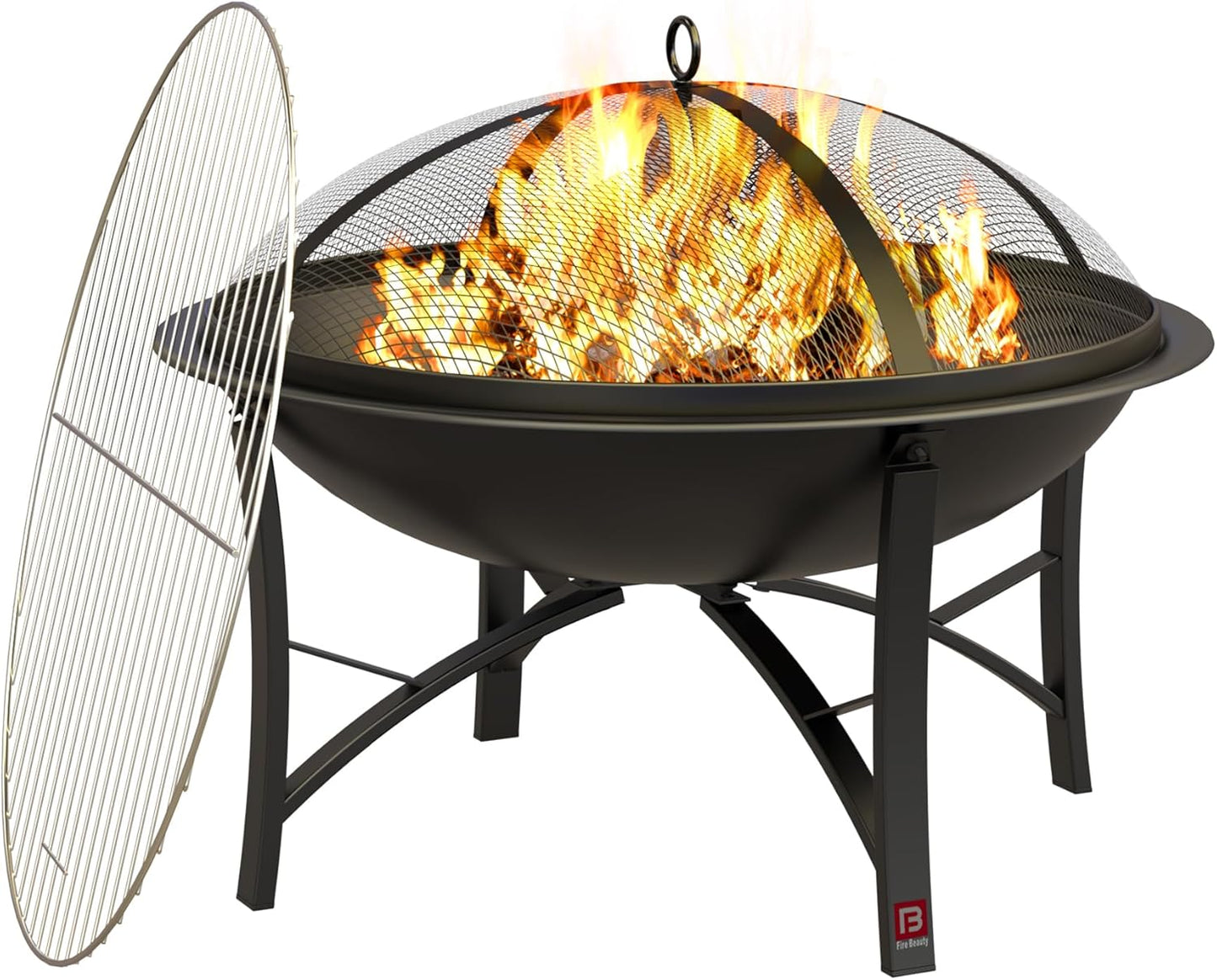 Fire Beauty Fire Pit for Outside Wood Burning and BBQ Grill