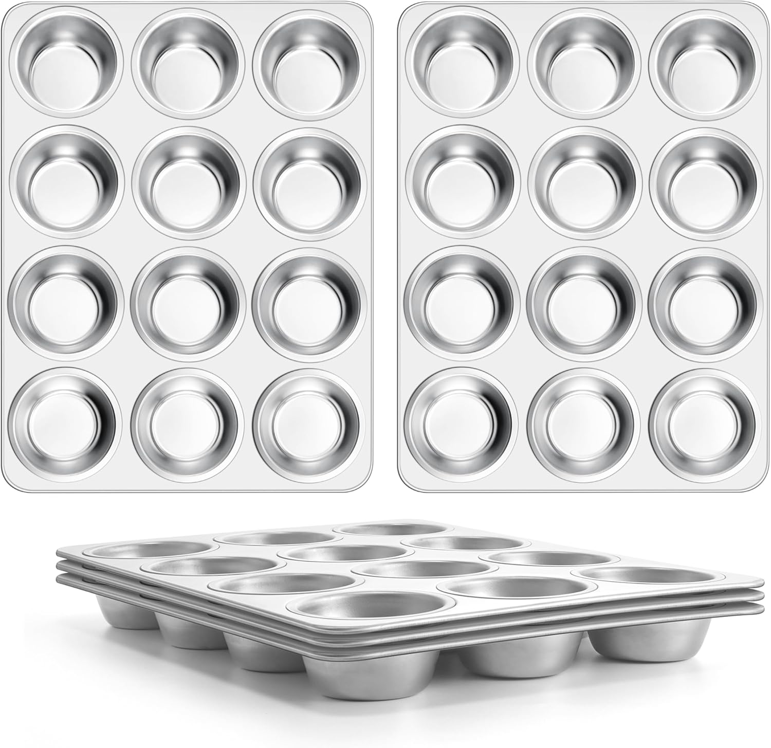 E-far Stainless Steel Muffin Pan Set for Healthy Baking Needs
