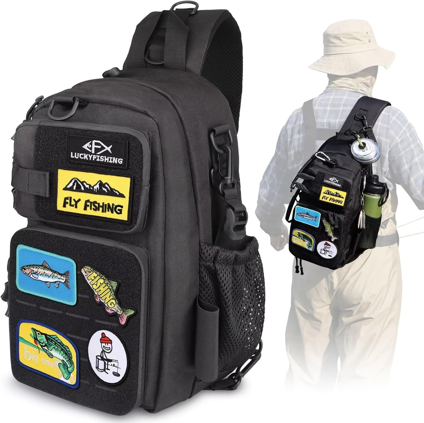 LuckyFishing Lightweight Fly Fishing Backpack: 6 Fish Patches
