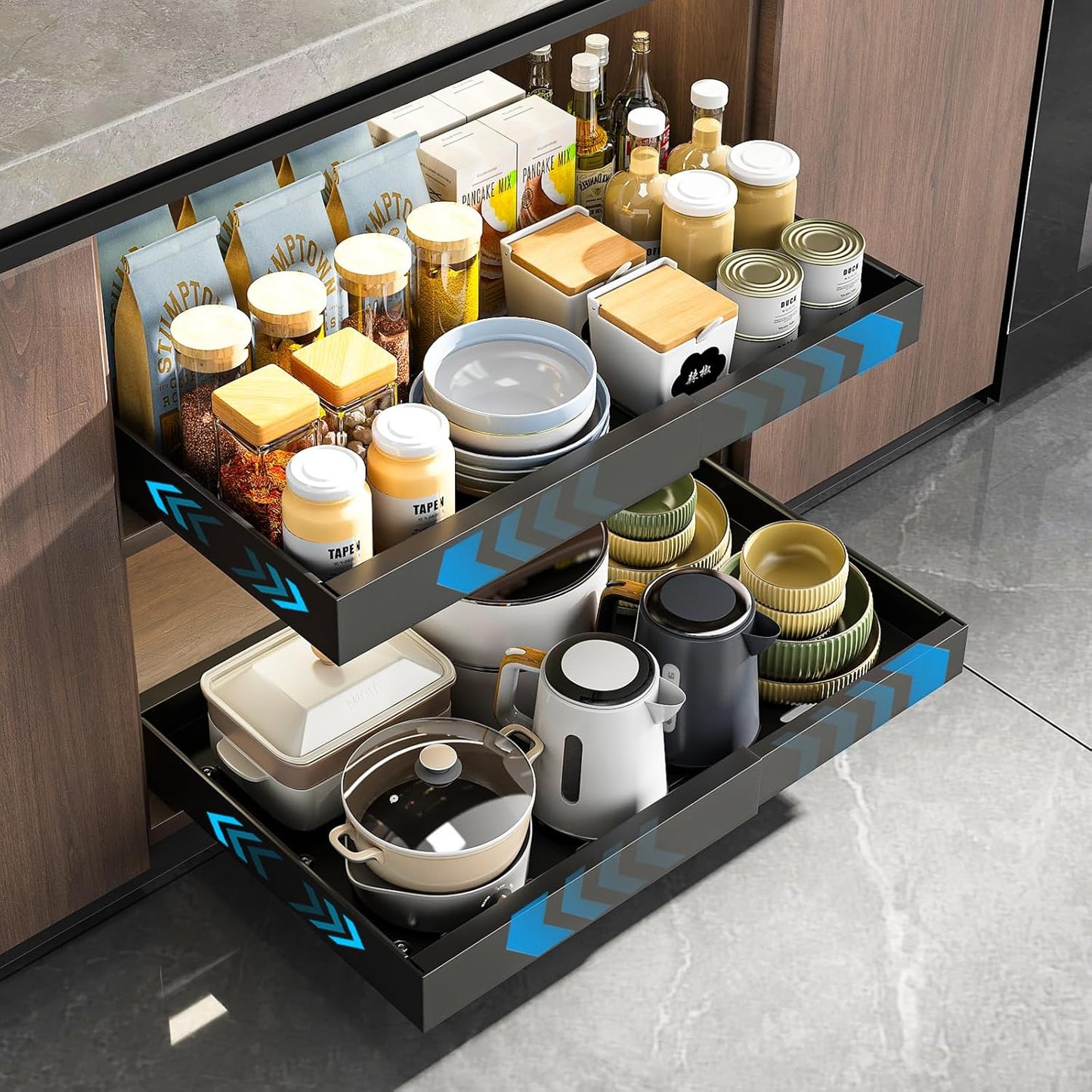 Expandable Pull Out Cabinet Organizer for Kitchen and Bathroom