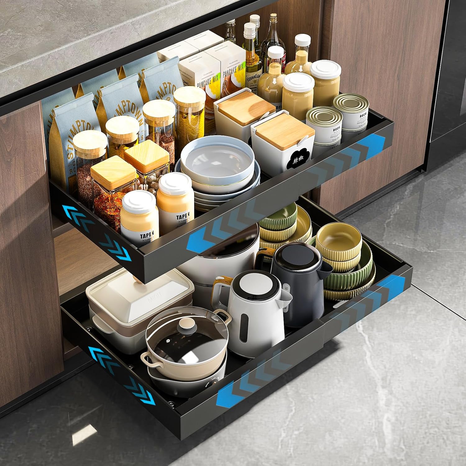 Expandable Pull Out Cabinet Organizer for Kitchen and Bathroom