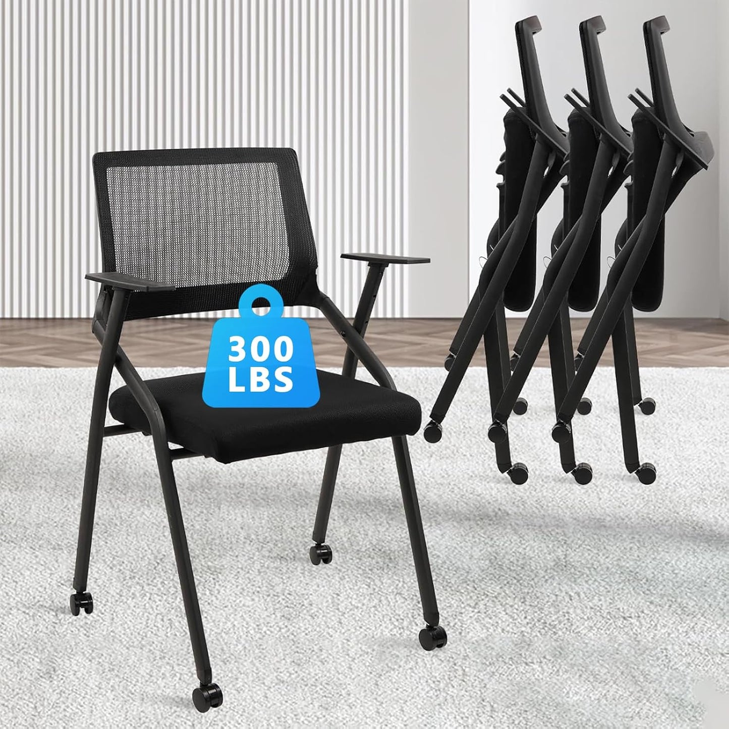 Stackable Foldable Conference Room Chairs with Wheels for Comfort