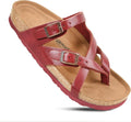 AEROTHOTIC Womens Strappy Slip-On Memory Foam Cork Slides - Arch APMA