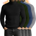 4 Pack Men's Cotton Ribbed Turtleneck Shirts - Slim Layering