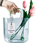 OLEEK Purse Vase for Flowers - 10 in Blue Handcrafted Glass