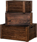 Large Vintage Brown Wooden Crates For Storage - Rustic Nesting Set