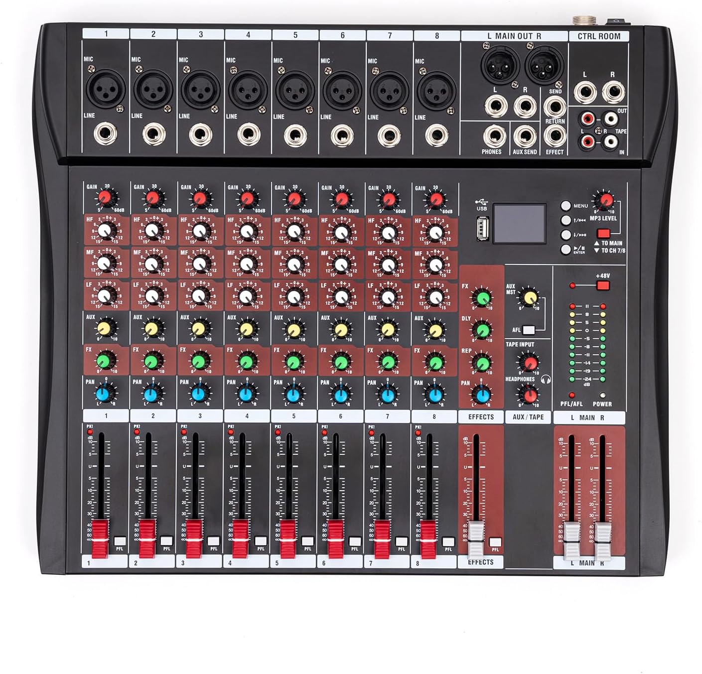 8 Channel Audio Mixer for Professional and Beginner DJs