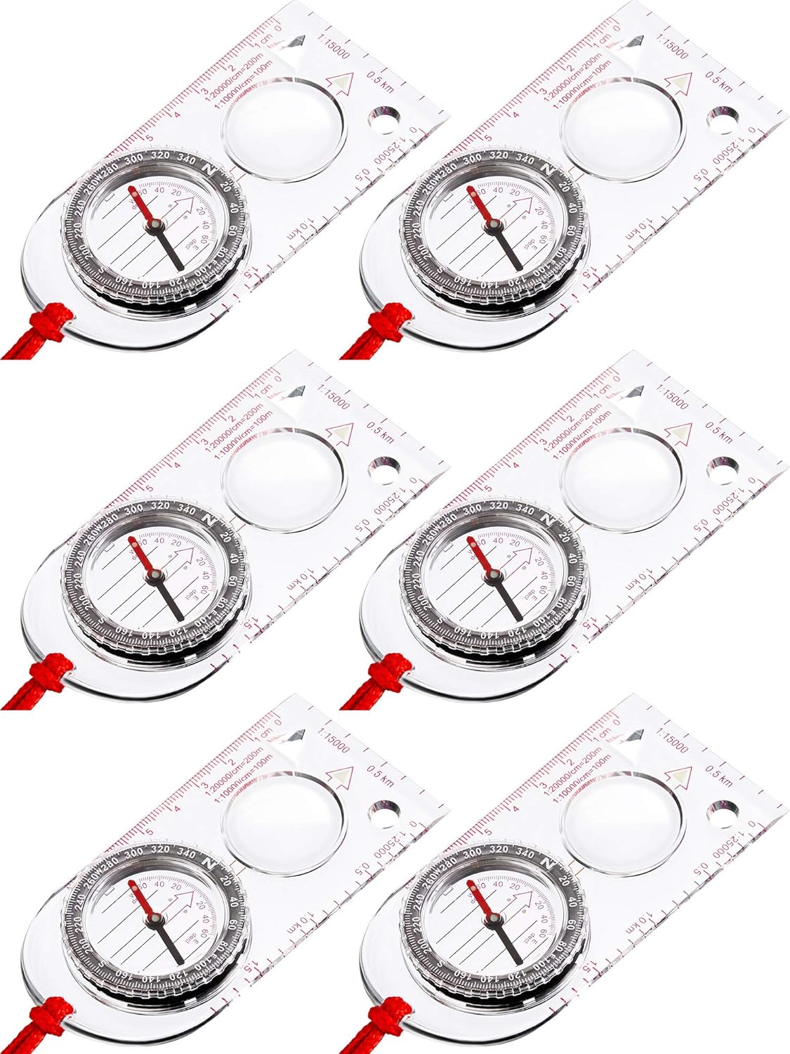Gejoy 6-Piece Hiking & Camping Compass Set
