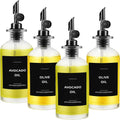 Olive Oil Dispenser Bottle 4pcs - 11.8 fl oz Glass Cruets with Labels