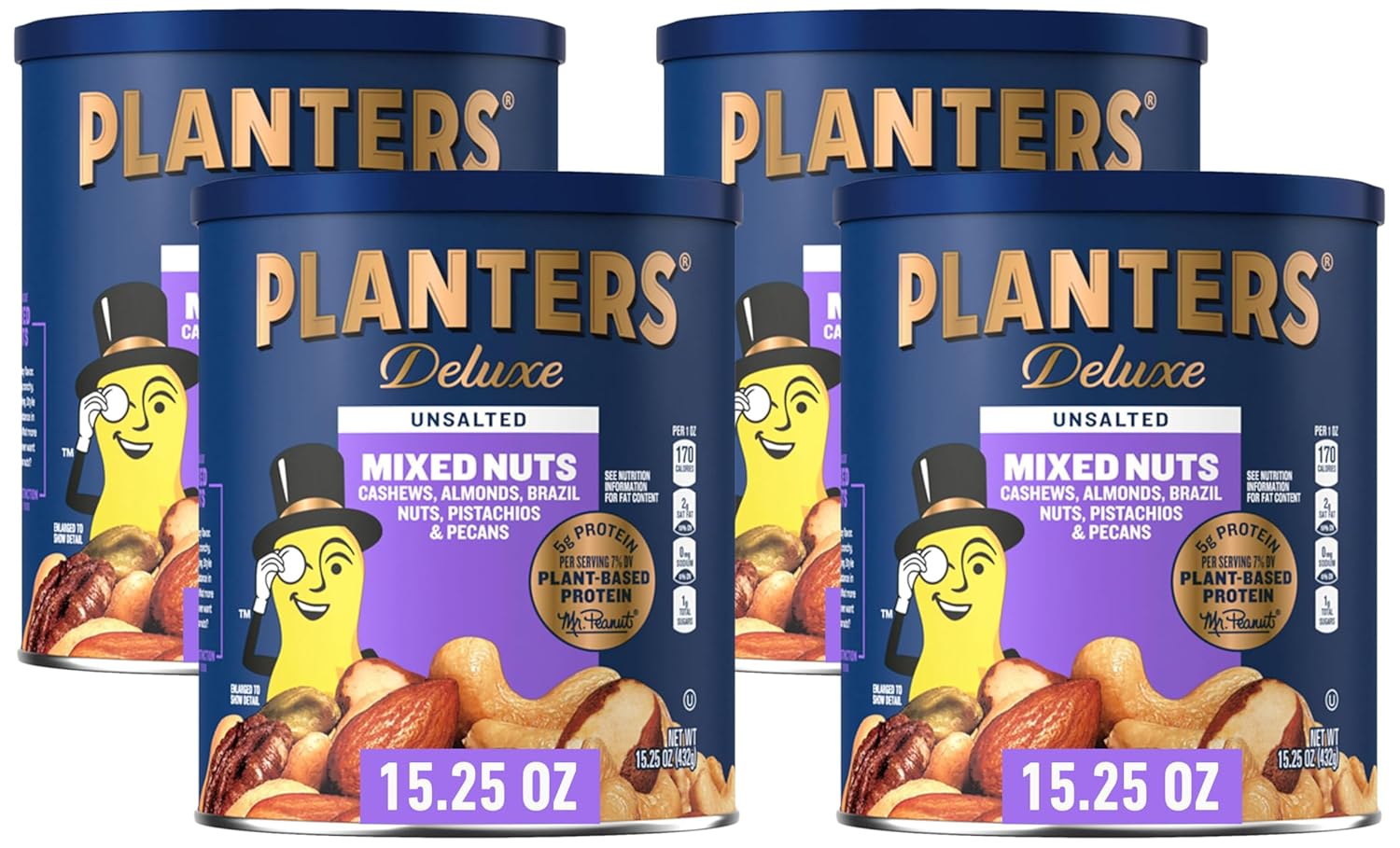 PLANTERS Deluxe Unsalted Mixed Nuts for Every Snack Craving