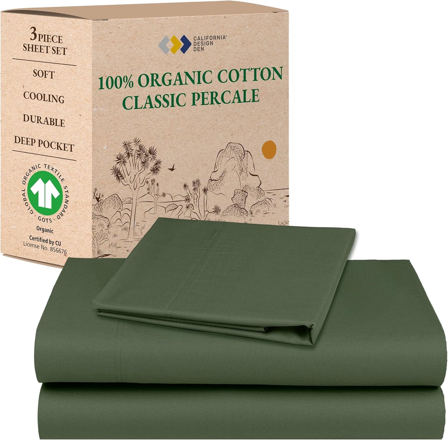 California Design Den Twin XL Sheets Set - Organic Cotton Comfort
