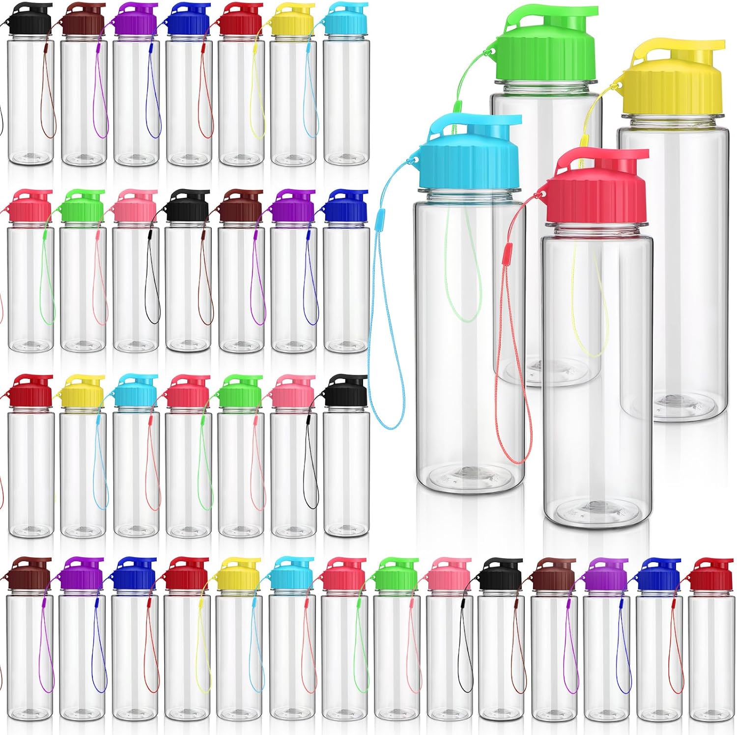 Domensi 50 Pieces Reusable 17 oz Sports Water Bottles Bulk