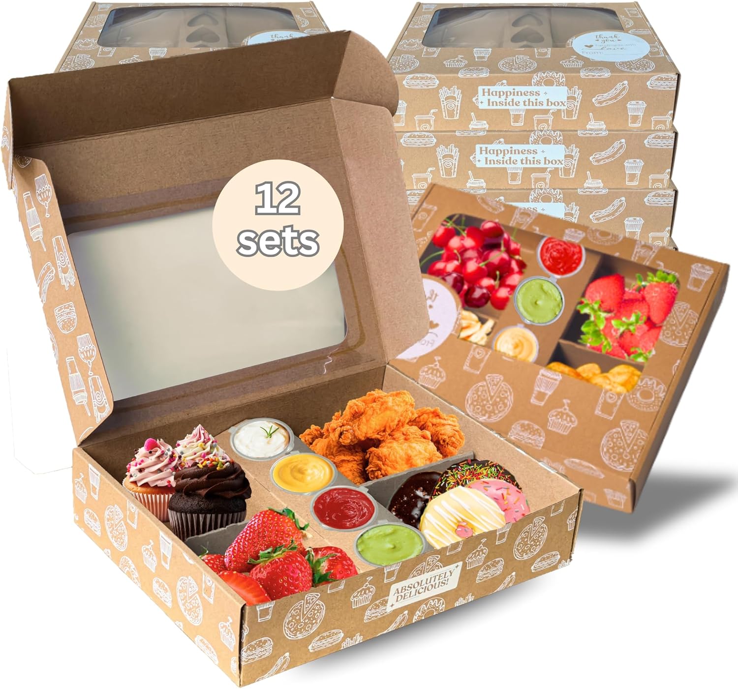 Brown Pastry Box Set for Catering and Bakery Needs - 12 Pack