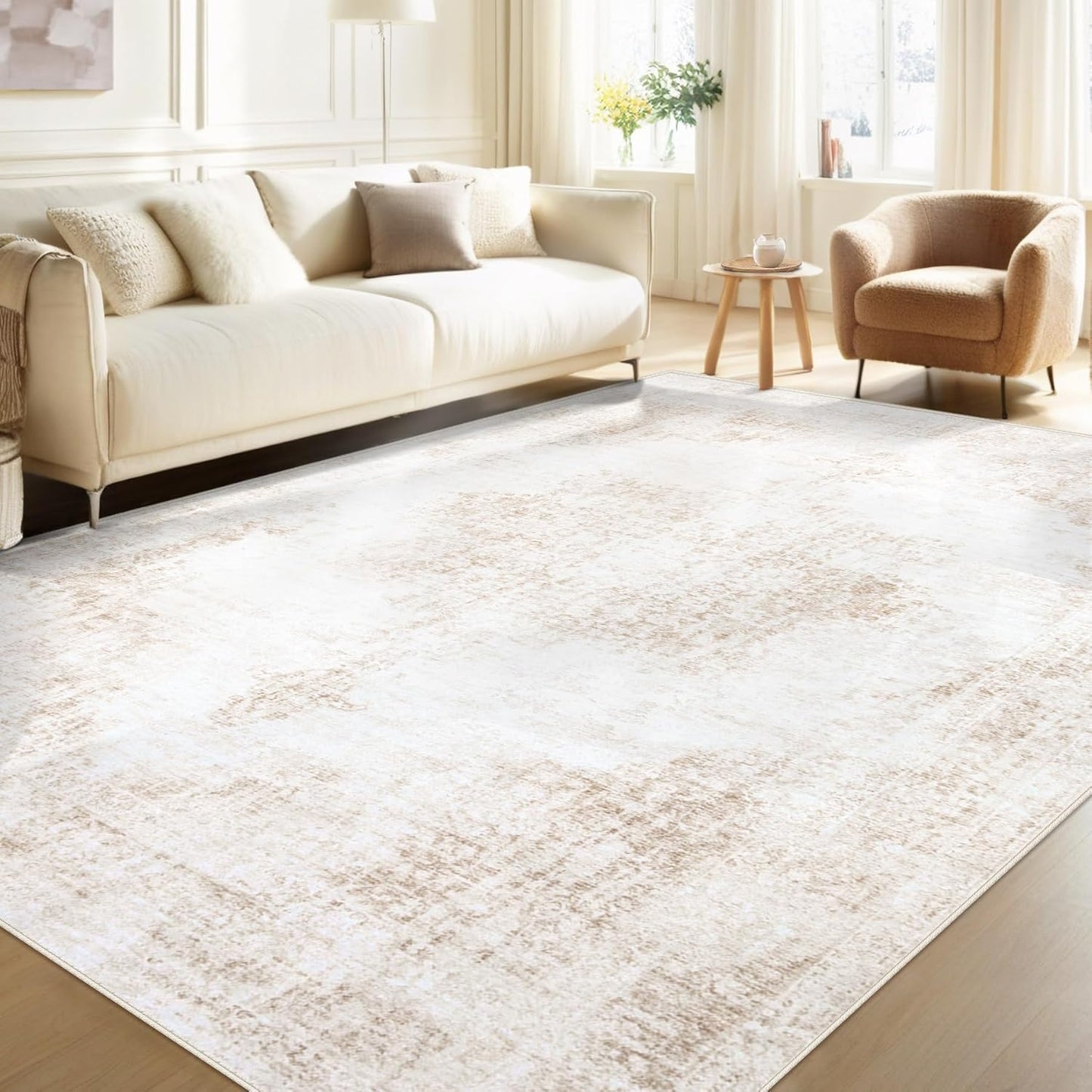 Vintage 6x9 Area Rug: Soft Non-Slip Washable Living Room Carpet