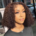 Hihmarm Chocolate Brown Curly Lace Front Wigs for Women
