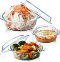 Round Glass Casserole Dish Set - Stackable Tempered Glass (Set of 3)